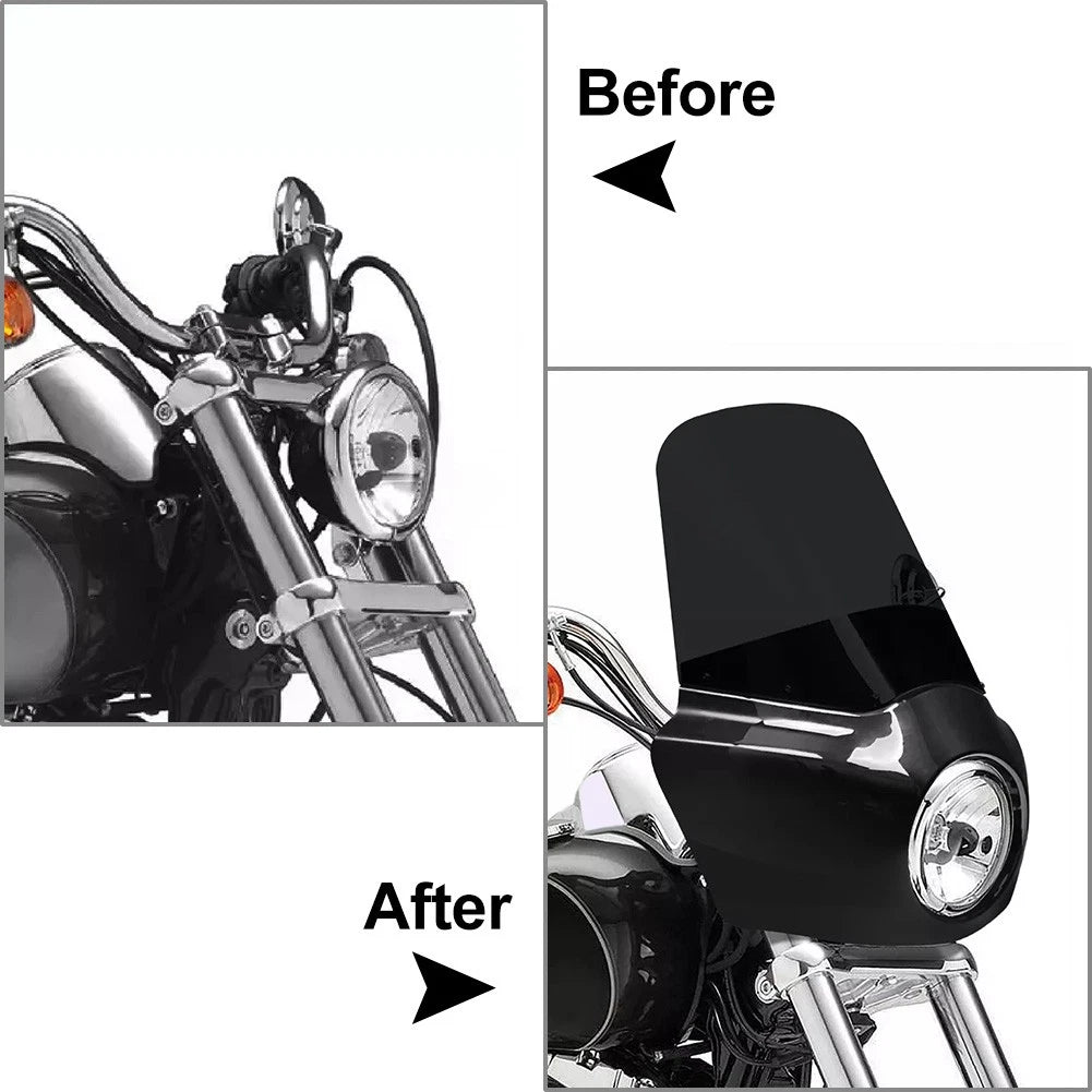 15" Black Headlight Fairing Windshield for Harley Softail Street Bob (18-24)