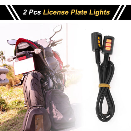 2 x License Plate Light 12V LED Tag Lamp for Motorcycle Yellow Universal