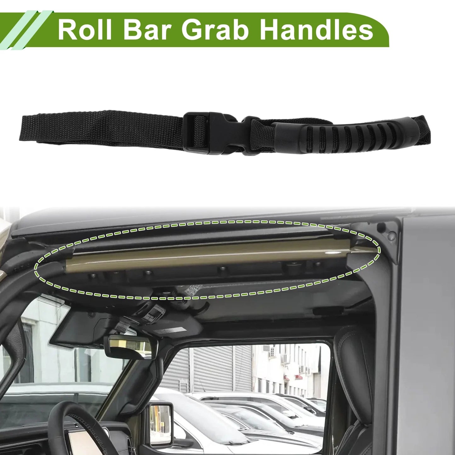 Roll Bar Grab Handles for Jeep Wrangler JL (2018-2024) Black