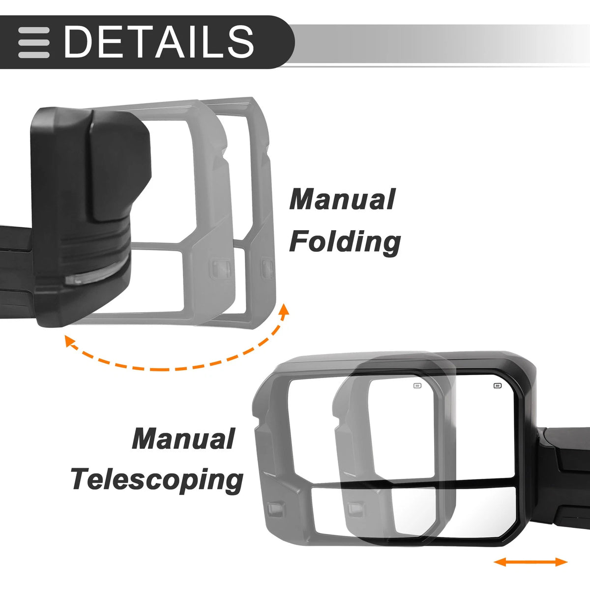 Folding Towing Side Mirrors for Toyota Tundra (2022-2023) 1 x Set