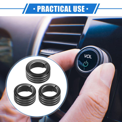 3 x Car AC Switch Knob Ring Cover Trim for Toyota 4Runner (2010-2020) Black