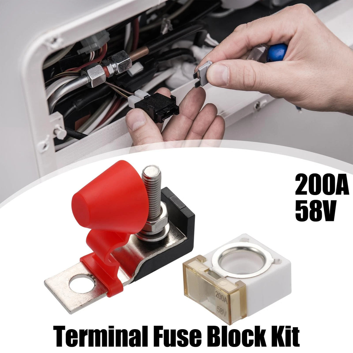 200A Terminal Fuse Block Max Voltage 58V for Car Marine Boat