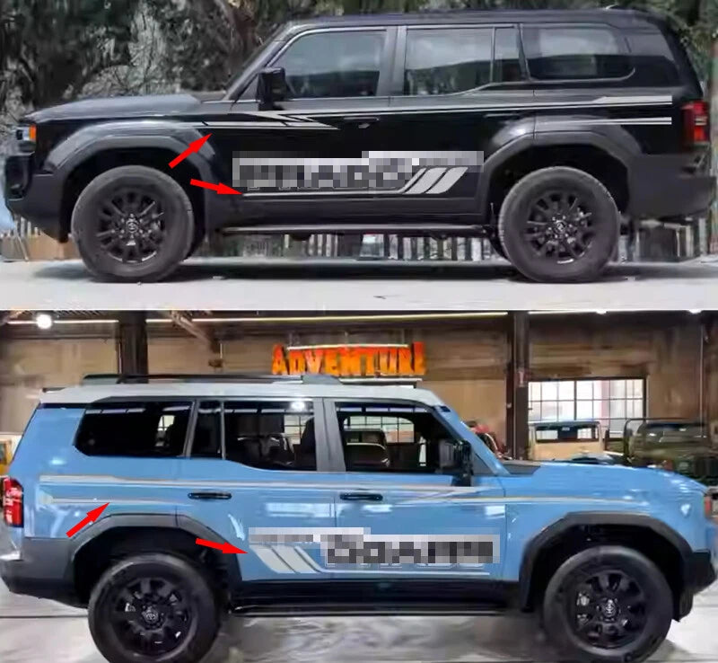 2 x Car Door Side Stripe Graphics Vinyl Film Sticker for Toyota Prado