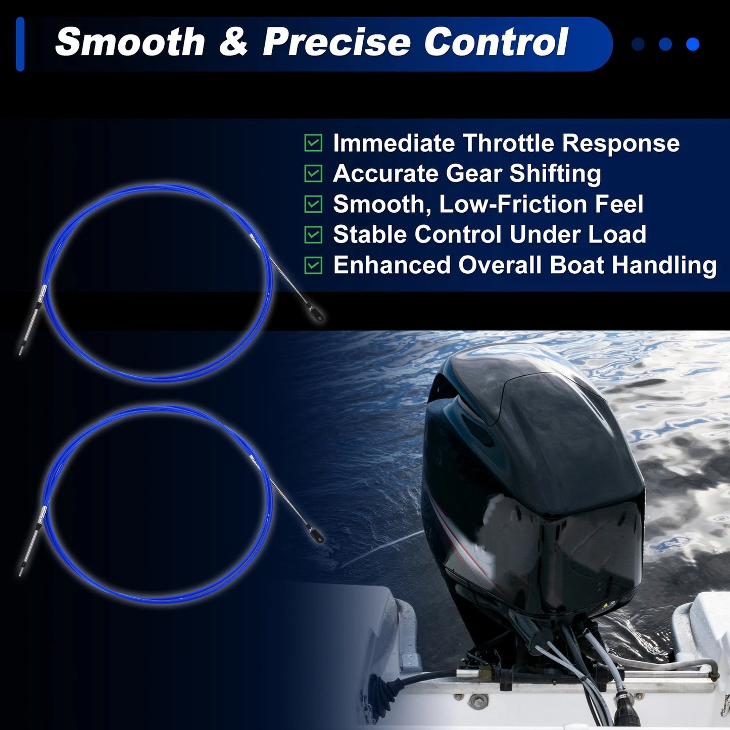 2 x 12 ft Blue Boat Throttle Shift Control Cable for Yamaha