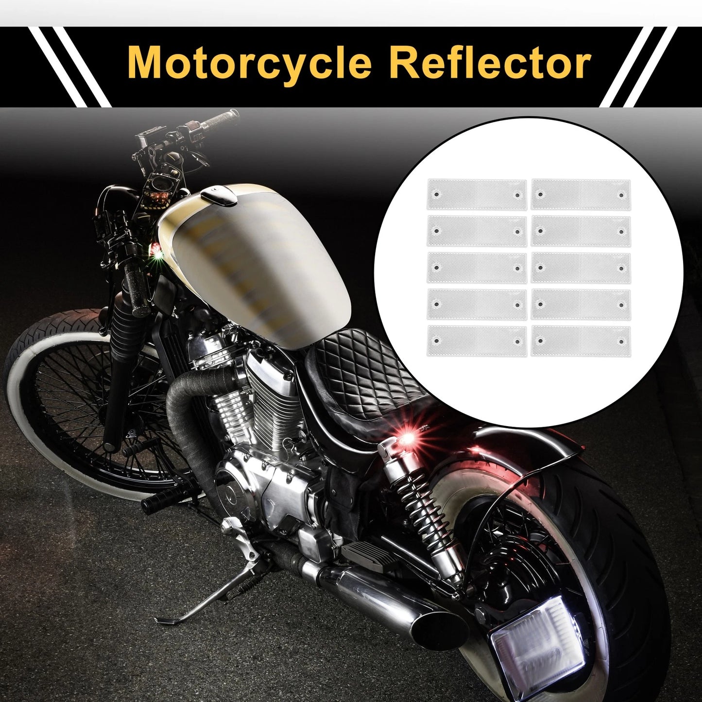 Reflector White Rectangle 15x5cm 10 Pcs for Motorcycle