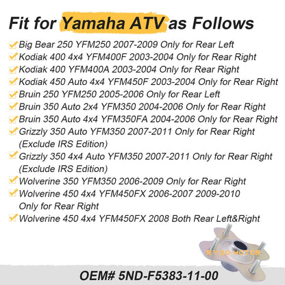 Rear Right Wheel Hub for Yamaha Grizzly 350 YFM350 4x4 Auto (2007–2011)