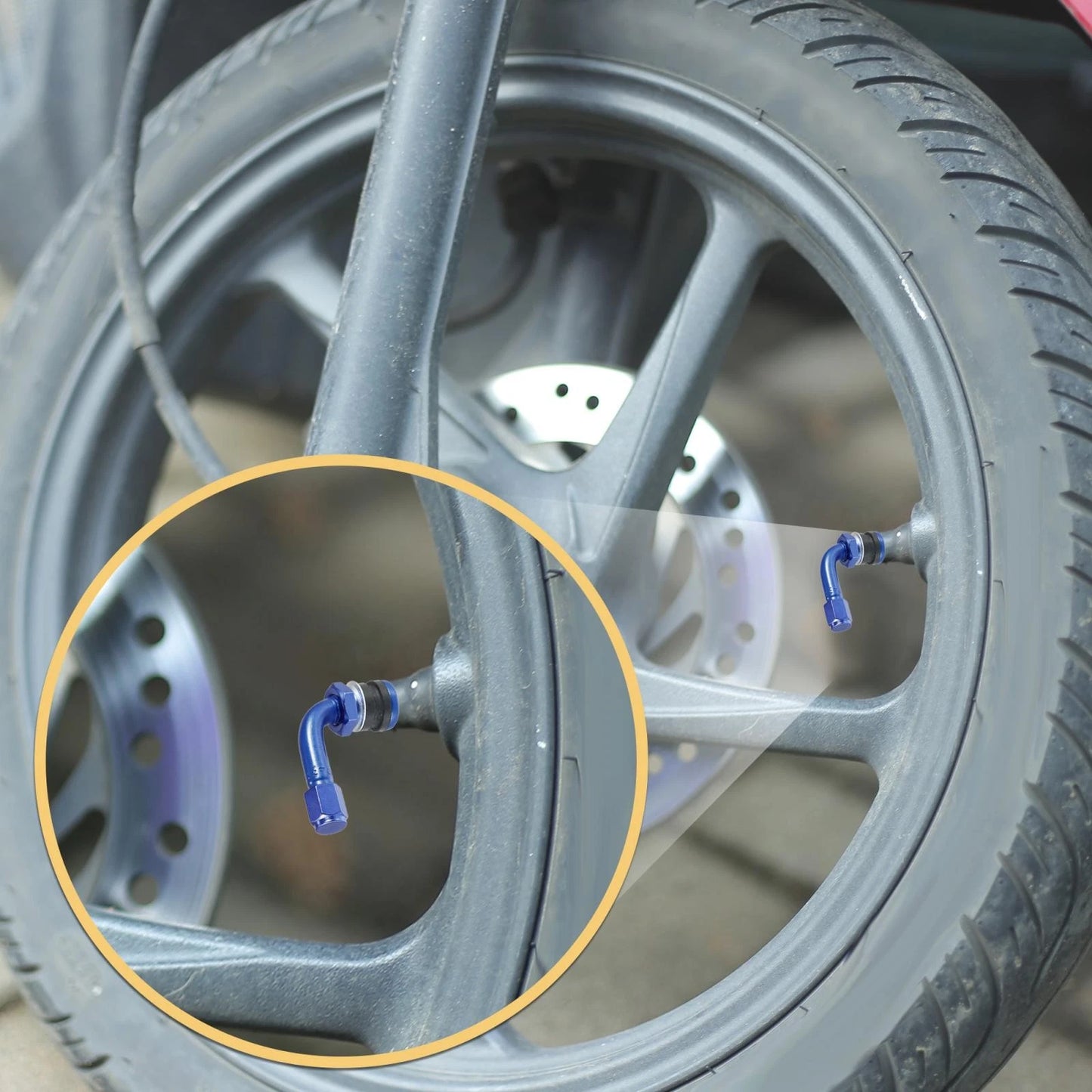 2 x 90 Degree Tire Valve Stems for Motorcycle Blue