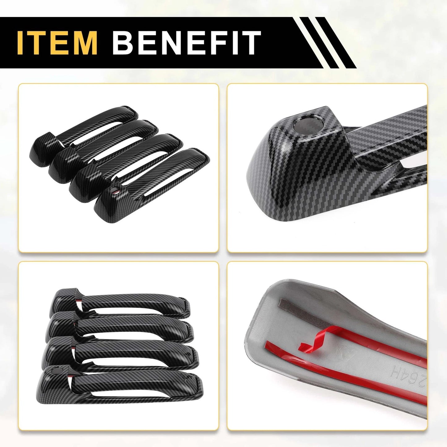 4 x Outside Door Handle Cover for Ram 1500 Carbon Fiber Pattern (2009-2018)