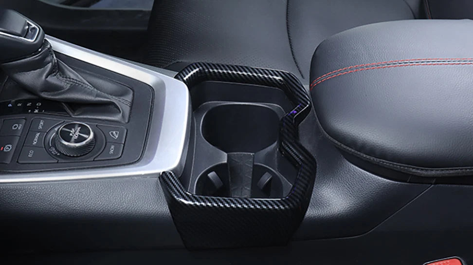 Carbon Fiber Inner Water Cup Holder Frame Cover Trim for Toyota RAV4 (2019–2023)