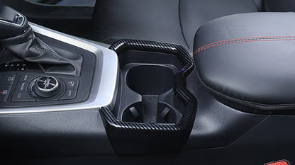 Carbon Fiber Inner Water Cup Holder Frame Cover Trim for Toyota RAV4 (2019–2023)