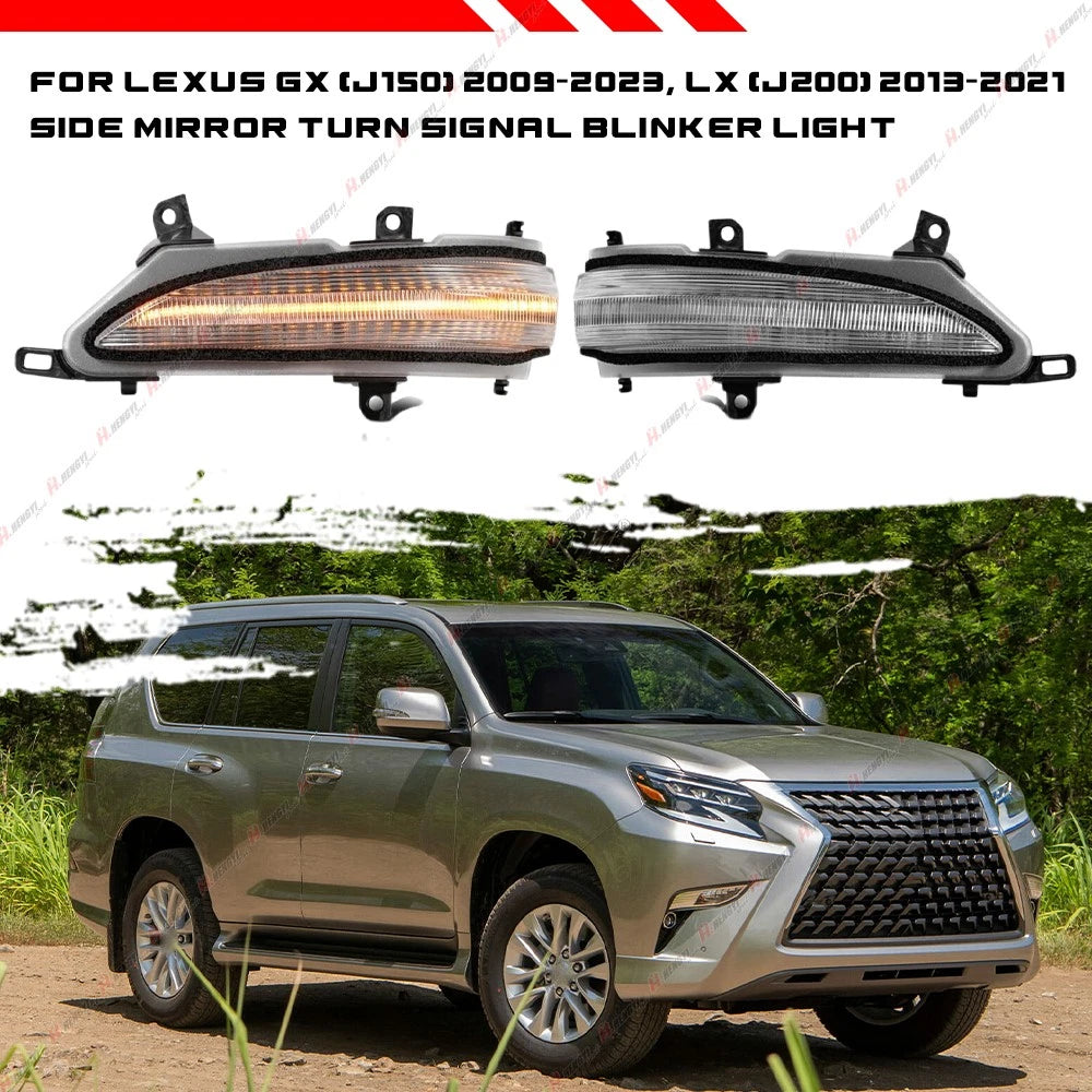 Clear Sequential LED Side Mirror Signal Light for Lexus GX460 (2010–2023)