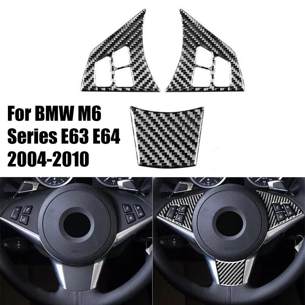 Pack of Three Six Series Carbon Fiber Steering Wheel Covers for BMW 6 Series