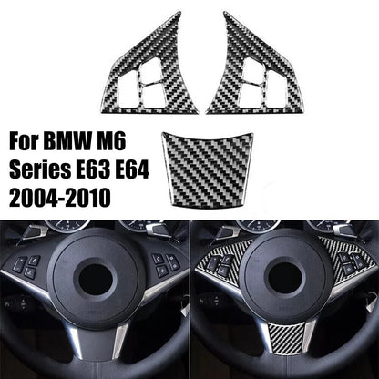 Pack of Three Six Series Carbon Fiber Steering Wheel Covers for BMW 6 Series
