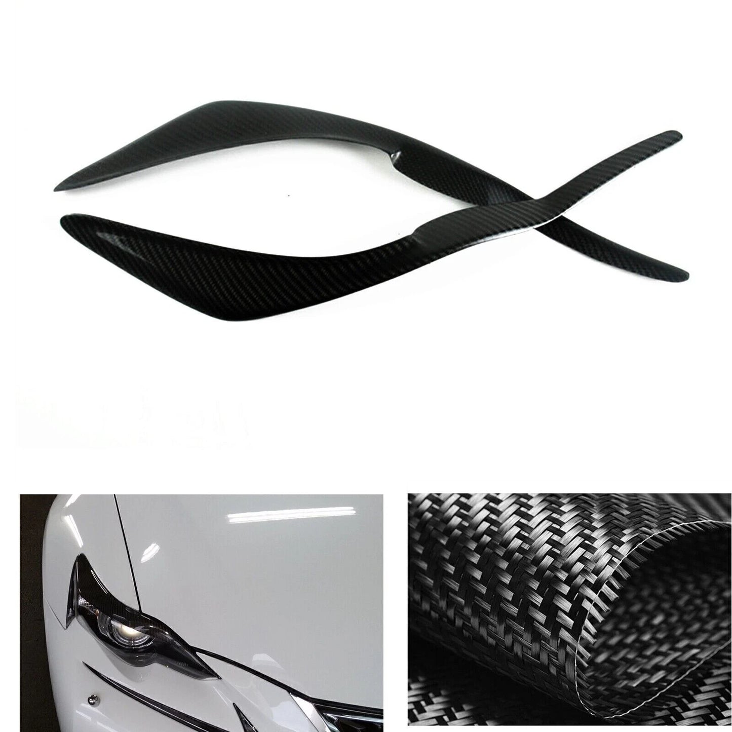2 x Carbon Fiber Front Fog Light Eyelid Trims for Lexus IS300, IS250, IS200T (2017-2019)