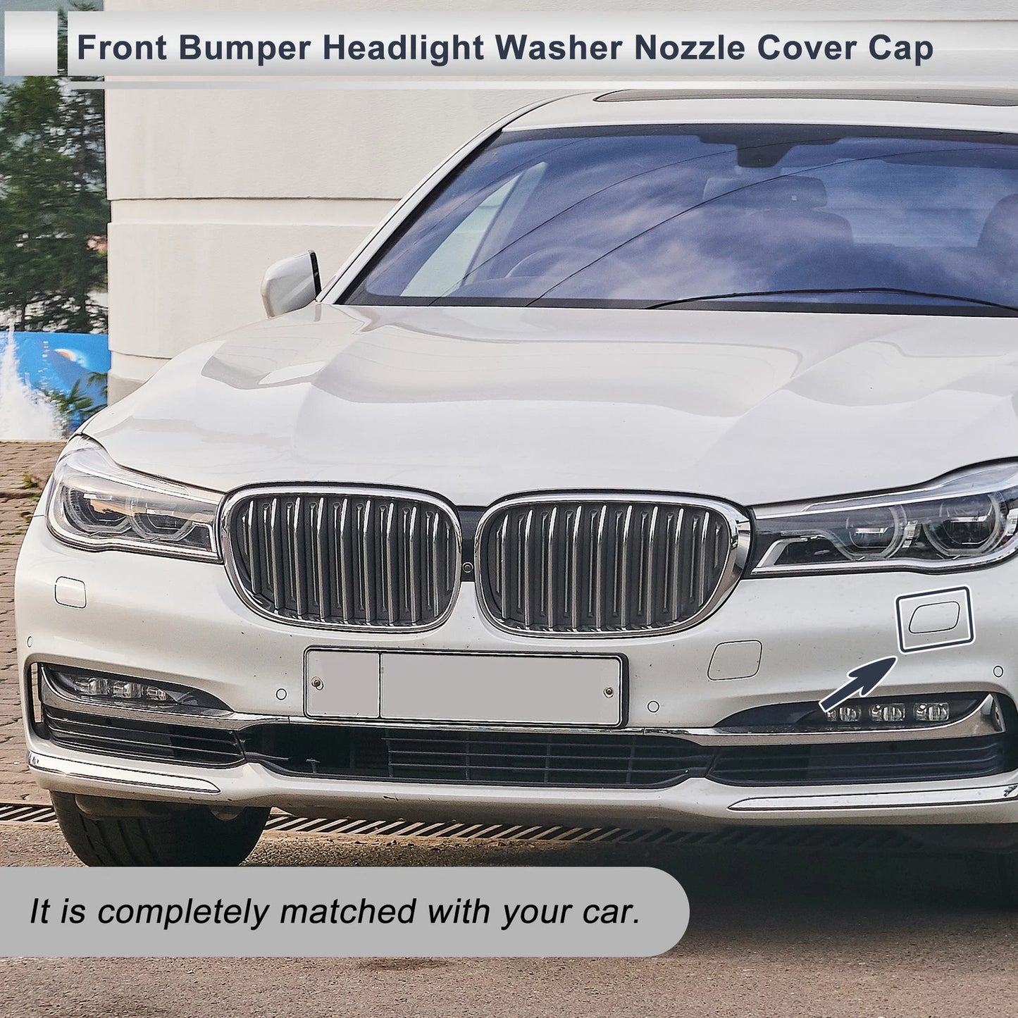 Bumper Headlight Washer Nozzle Cover for BMW 740i (2016-2023) Unpainted
