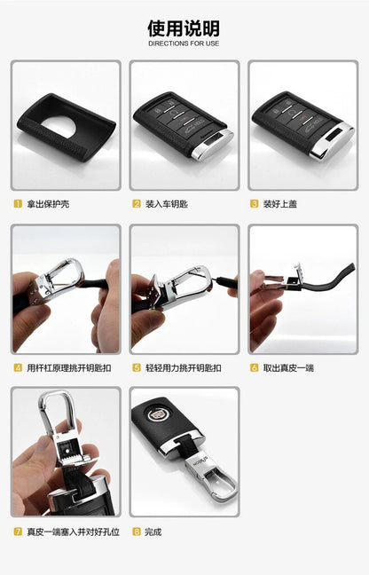 Black Leather Remote Key Case Cover Fit For CADILLAC SRX XTS CTS NO Key