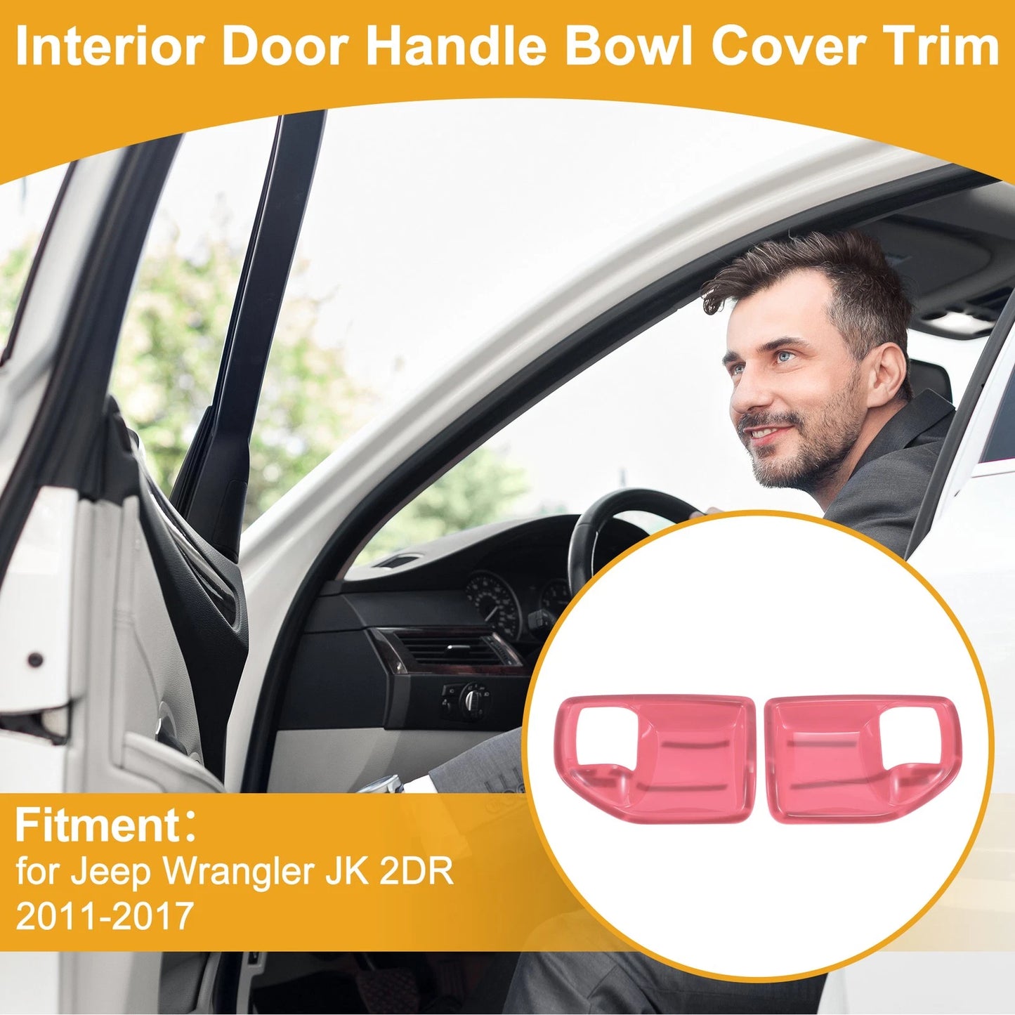 Interior Door Handle Bowl Cover Trim for Jeep Wrangler JK 2011-2017 - 2 Pcs
