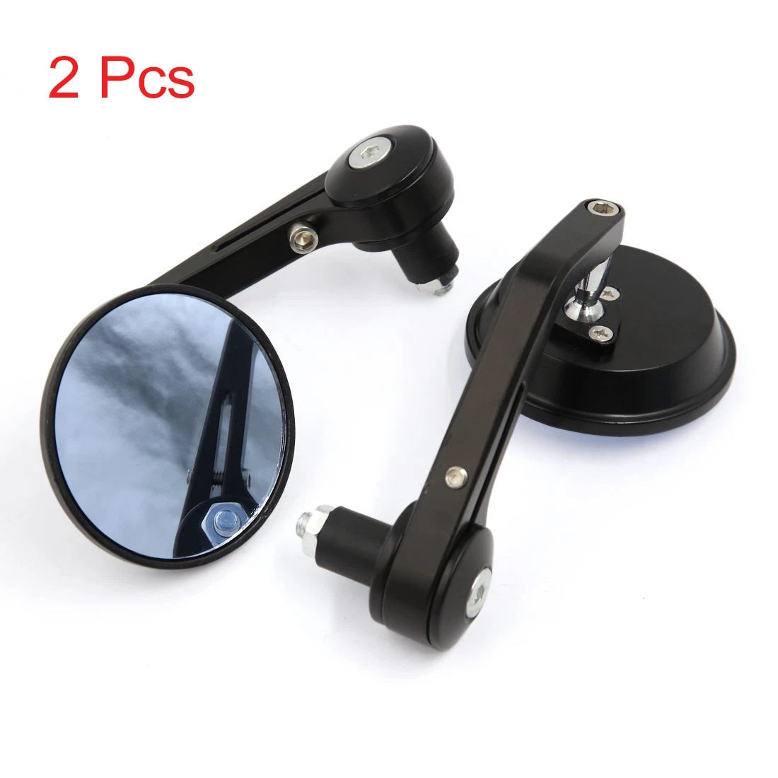 2 x Adjustable Handlebar End Round Rear View Side Mirror for Motorcycle