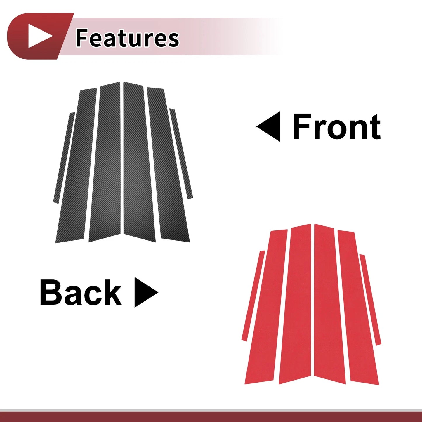 6 Pcs Car Door Pillar Window Trim for Honda Civic (2006-2011) Black Carbon Fiber