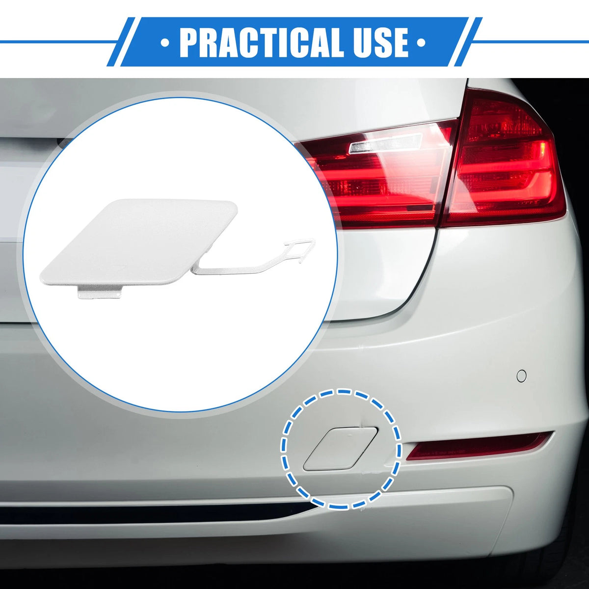Rear Bumper Tow Hook Eye Hole Cover Cap for BMW 3 F30 White (2012-2015)