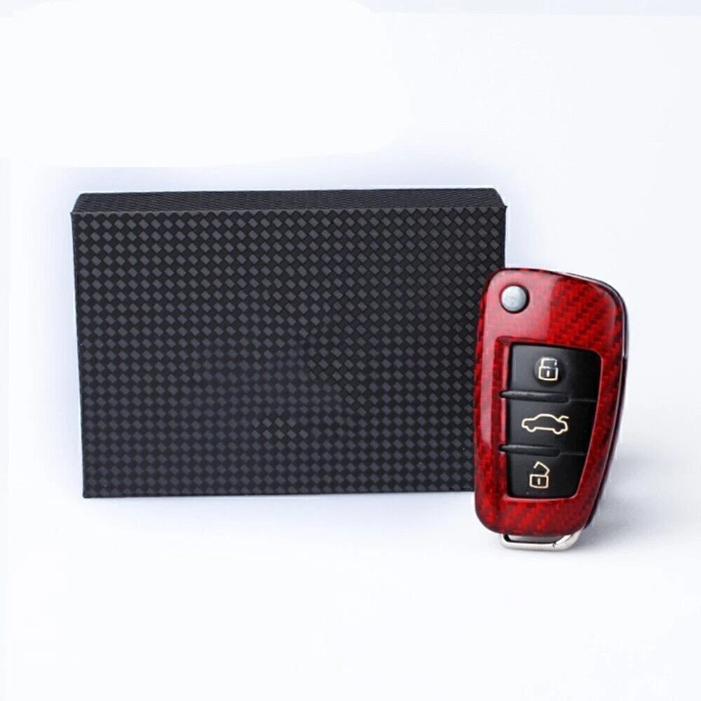 Red Carbon Fiber Key Fob Cover for Audi A3 A4 TT Q3 (2013-2020)