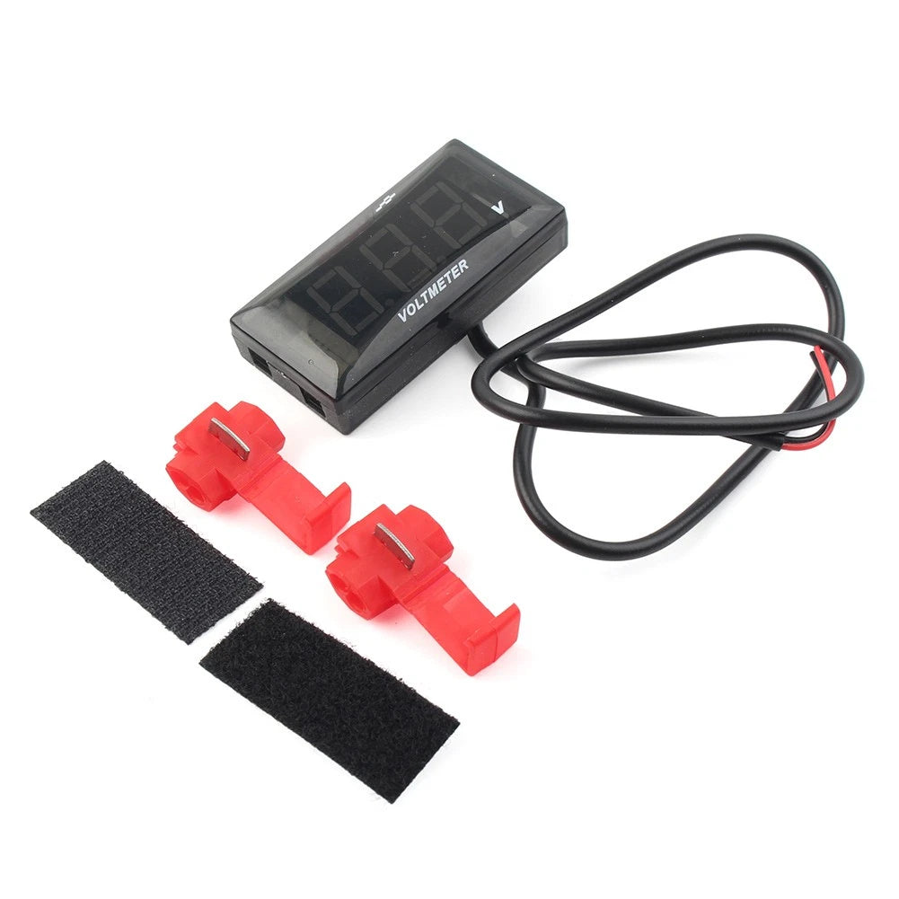 12V Digital LED Voltmeter Gauge Panel for Green Motorcycle