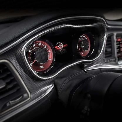 Carbon Fiber Dashboard Speedometer Cover Bezel Fits Dodge Challenger 2015-2019