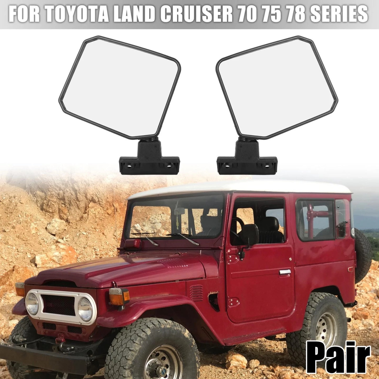 Car Rear View Mirror Black LH RH for Toyota Land Cruiser 70 75 78 Series (1975-2023)