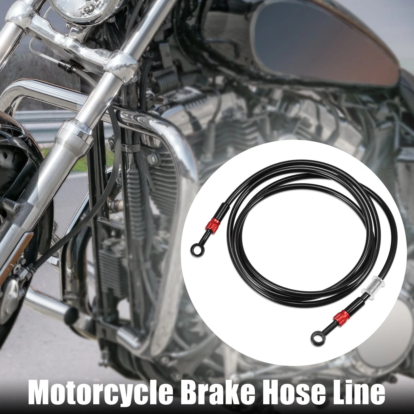 Brake Hose 28 90 Degree Braided Line Clutch Tube 200cm Black for Motorcycle