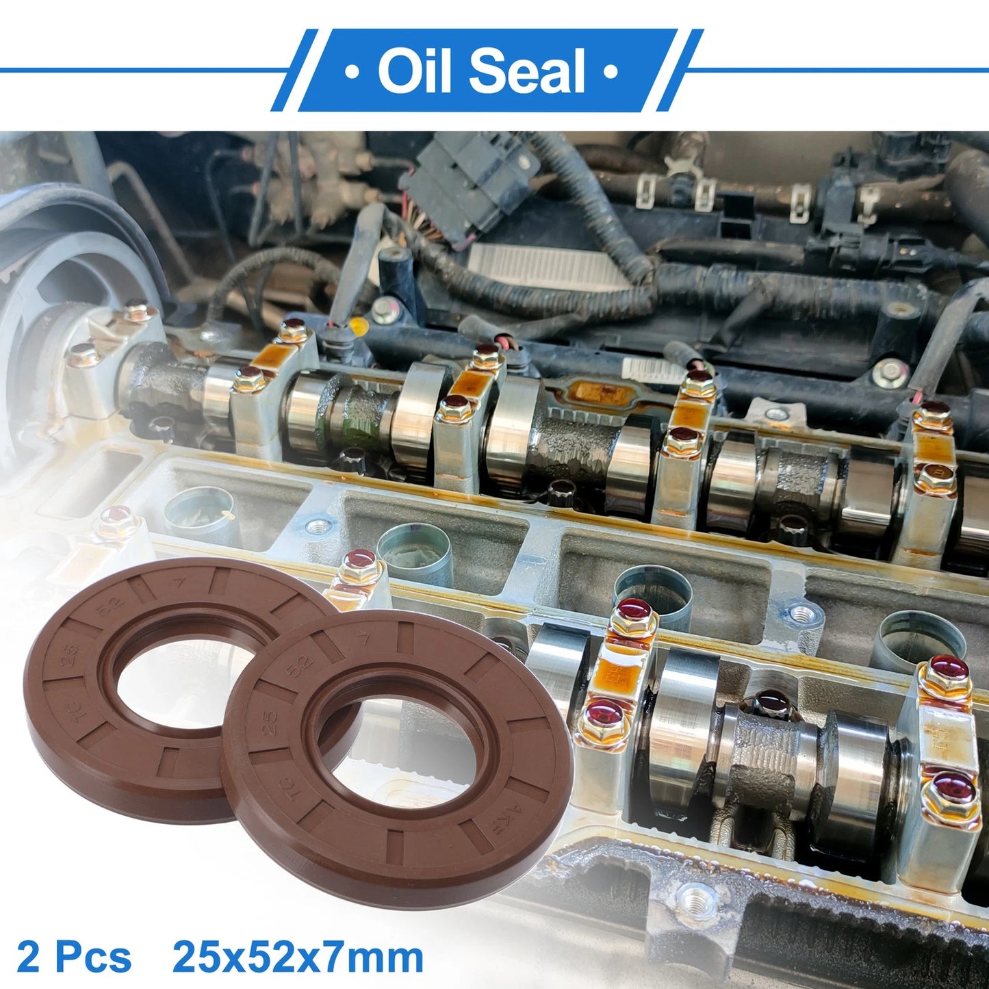 Oil Seal 25x52x7mm 2 x Seal Ring Rotary Shaft Seal FKM Rubber for Make Model