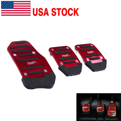 Red Non-Slip Gas Brake Foot Pedal Pad Cover for Car Accessories (3 x Pieces)