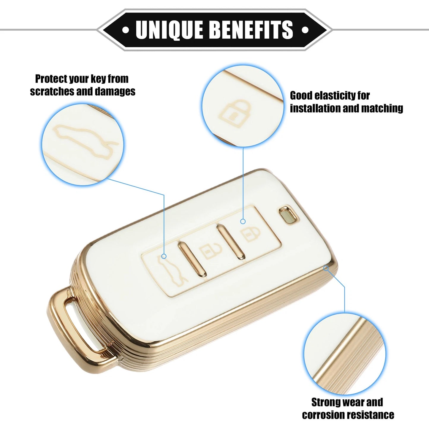 3 x Remote Keyless Key Fob Covers for Mitsubishi Outlander (2014-2021)
