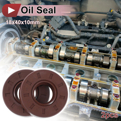 Oil Seal 2 x Seal Ring Rotary Shaft Seal FKM Rubber 18x40x10mm Brown