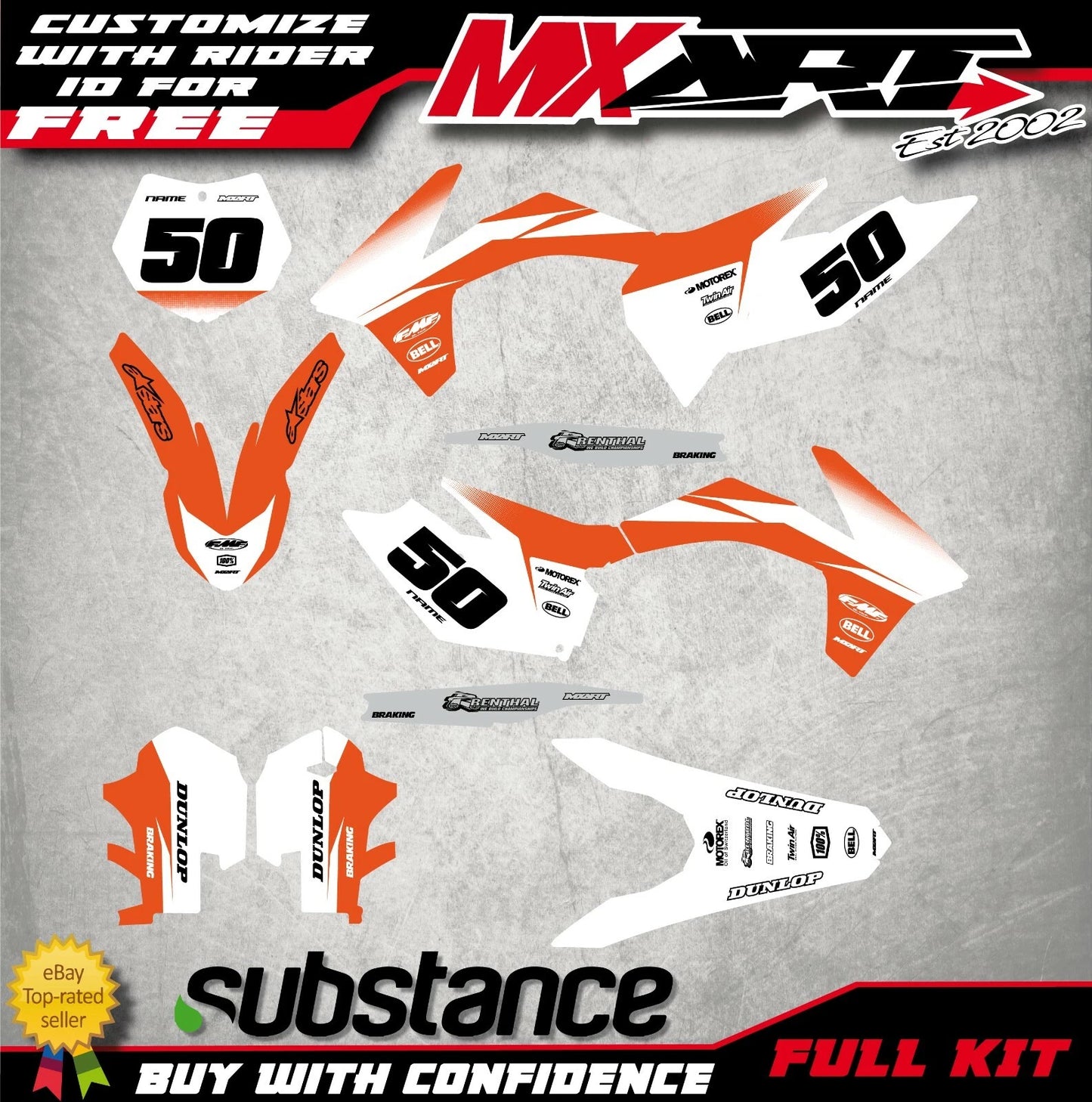 Custom Decals for KTM SXF 450 2011-2012 - Groove Style Full Sticker Kit