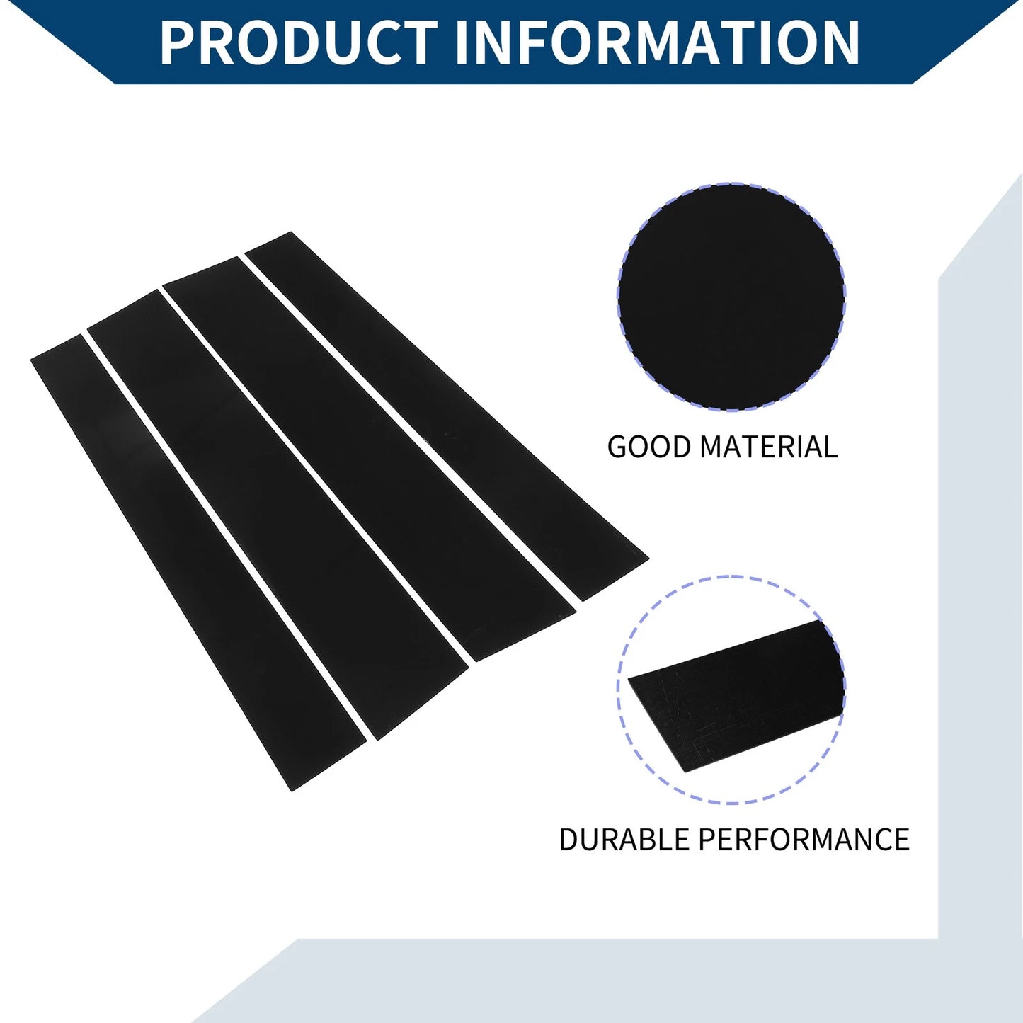 4 x Car Pillar Window Trim Covers for Toyota Tundra (2007-2020) Black
