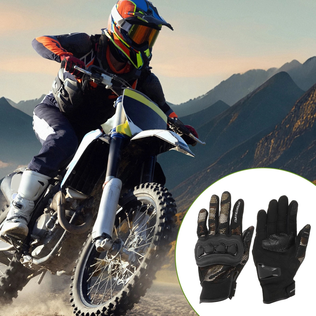 Motorcycle Gloves Breathable Full Finger Leather Outdoor Gloves Brown 1 Pair