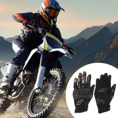 Motorcycle Gloves Breathable Full Finger Leather Outdoor Gloves Brown 1 Pair