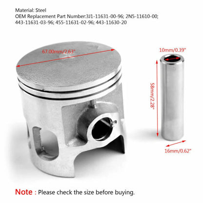 Piston Kit +1.00 67.00mm for Yamaha 175DT 175MX YT175 (1974-1982)