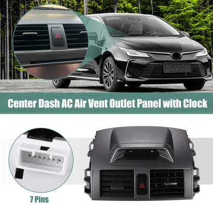 A/C Air Vent Outlet Panel with Clock for Toyota Corolla (2009-2013) Gray
