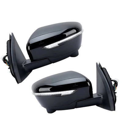 Electric Door Wing Mirror Black Pair for Nissan Qashqai (2014-2018)