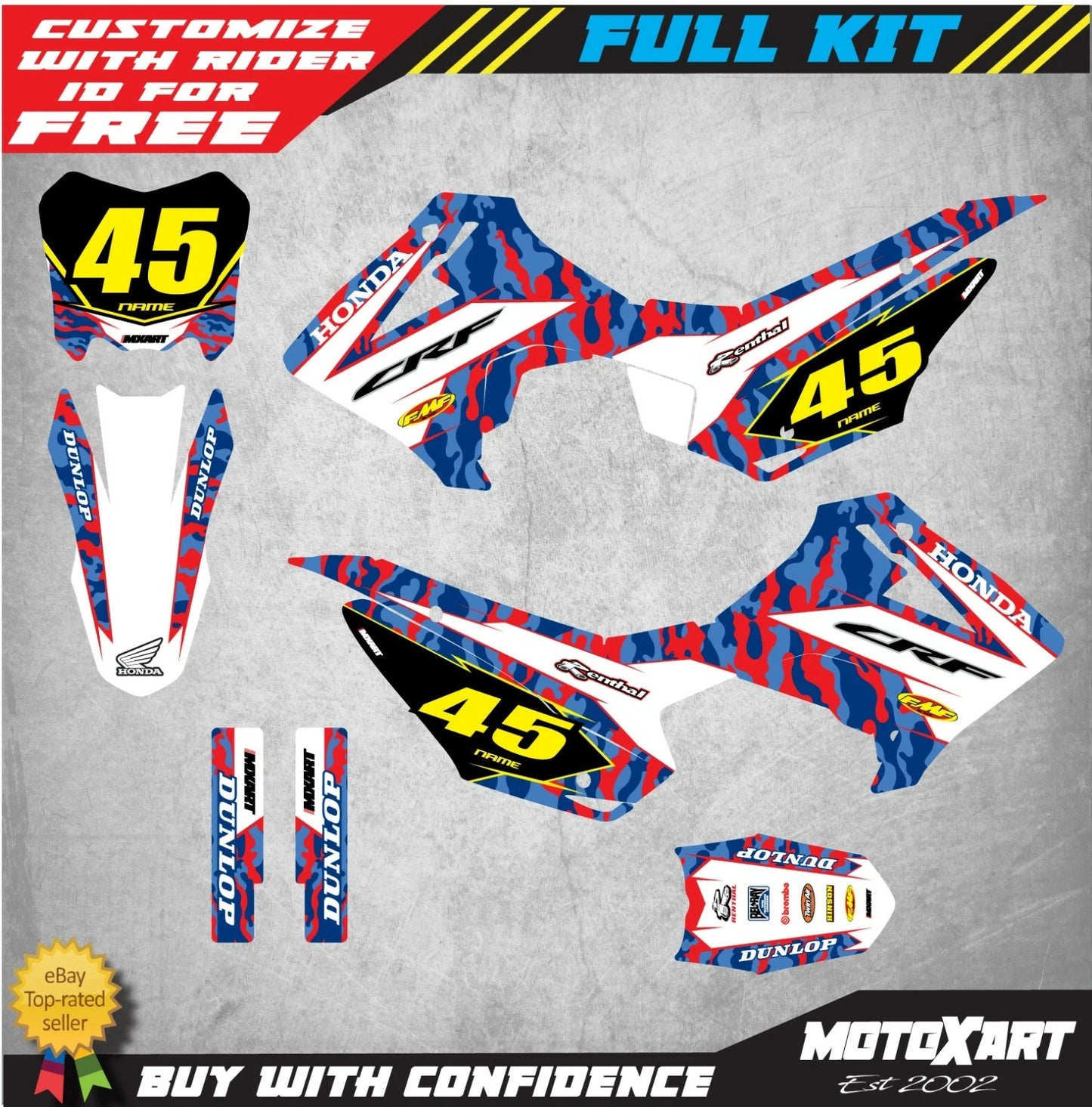Custom Graphics Full Kit for Honda CRF110 2013-2018 HAWK STYLE Stickers