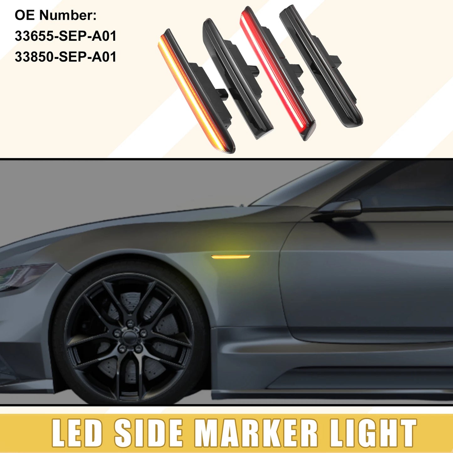 Front Rear LED Side Marker Light for Acura TL  Pairs