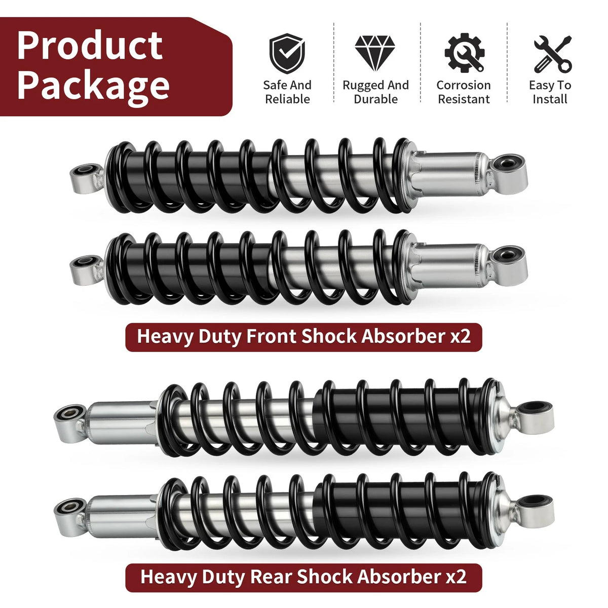 Front/Rear Shock Absorber 4pcs for Honda Rubicon 500 TRX500 FA/FGA 2001-2014