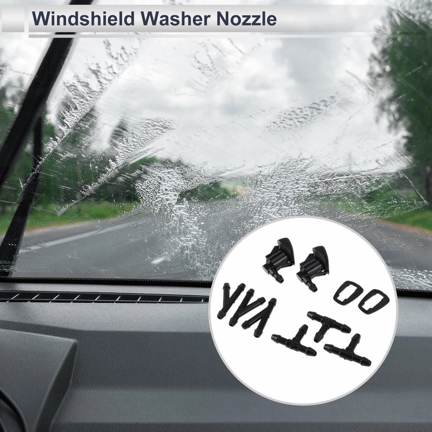 Washer Nozzle & 3 x Hose Connectors for Toyota