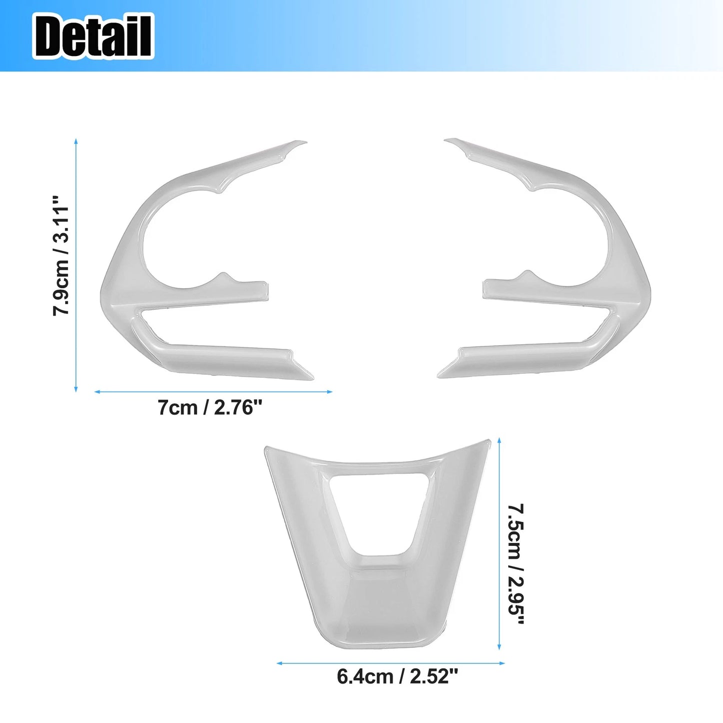 3 Pcs Silver Steering Wheel Cover Trim for Toyota Corolla RAV4 (2019-2022)