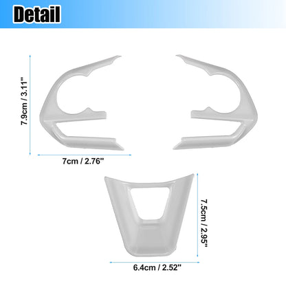 3 Pcs Silver Steering Wheel Cover Trim for Toyota Corolla RAV4 (2019-2022)