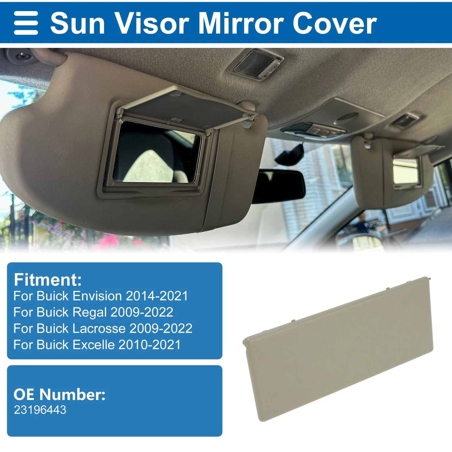 Sun Visor Mirror Cover Beige for Buick Envision (2014–2021)