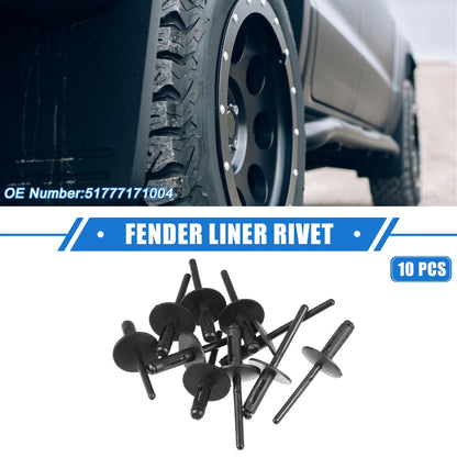 10 x Fender Liner Rivet for BMW X1 (2013-2023) Plastic Black