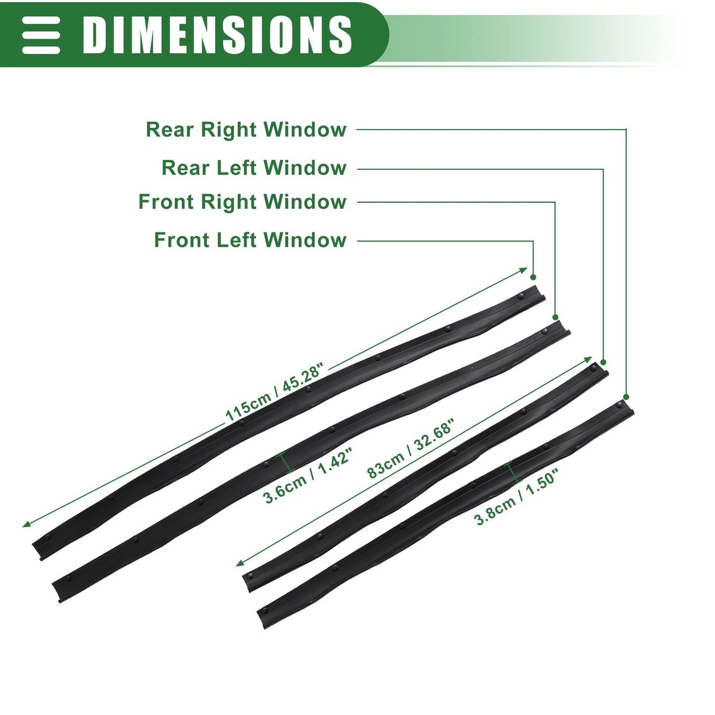 Front Rear Lower Door Weatherstrip for Ford F250 F350 (1999-2007)