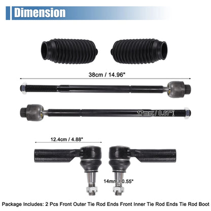 6x Front Inner Outer Tie Rod End Links Kit for Dodge Ram 1500 (2006-2010)